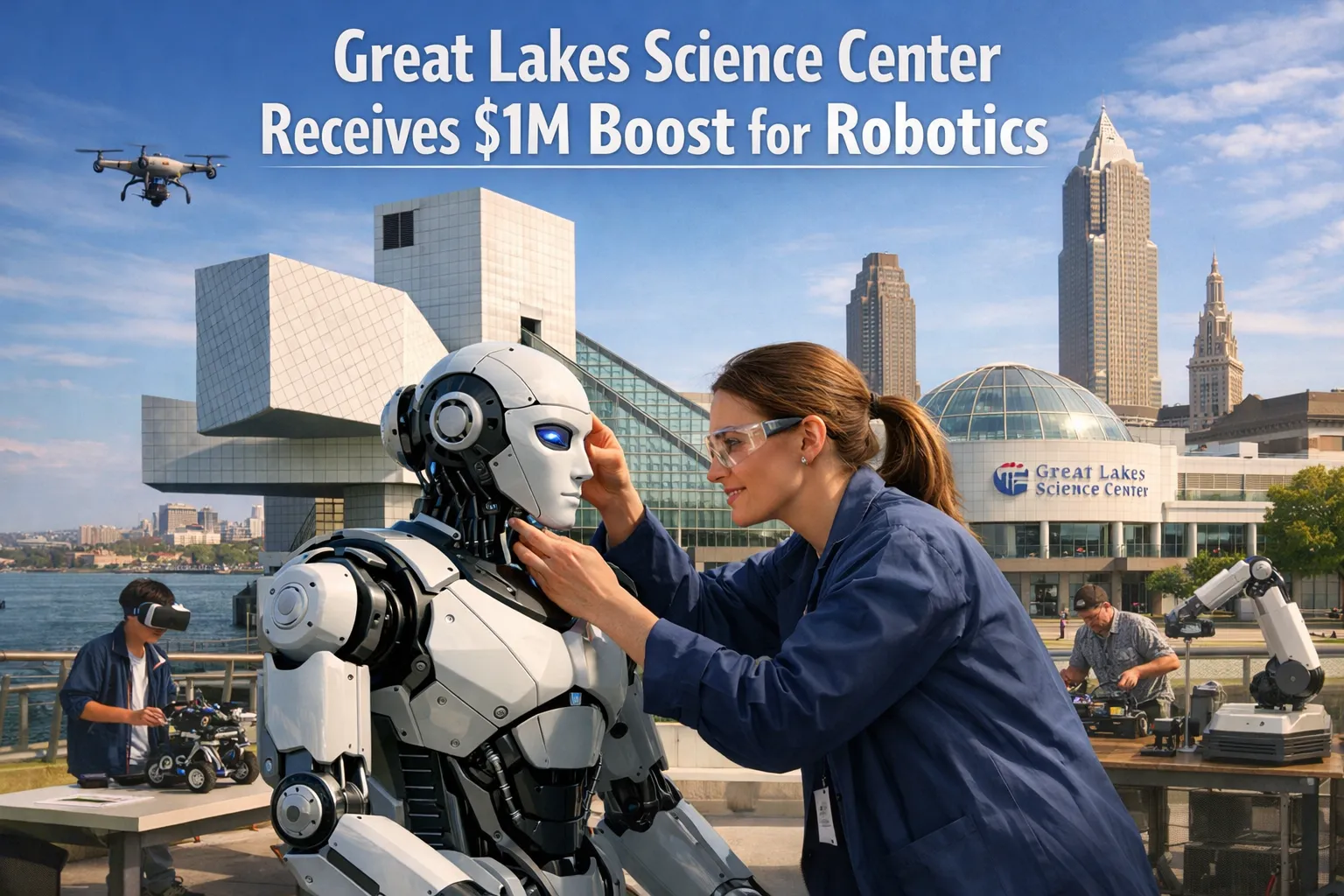 Robotics demonstration at Great Lakes Science Center with students and engineers